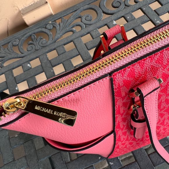 Michael Kors Charlotte Large Top Zip Shoulder Tote Bag MK Coral Reef Multi - Picture 9 of 10